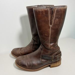 UGG Langton Moto Boot Chocolate Brown Nubuck Leather Size 10